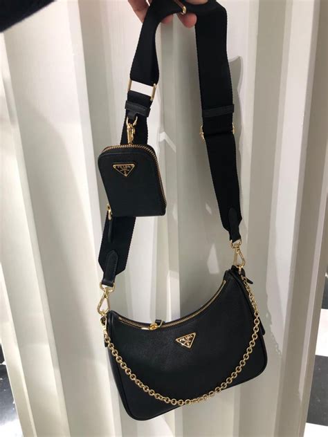 black prada purse with gold rings|Prada crossbody purse.